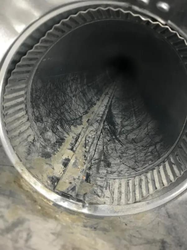 Inside of a round duct after cleaning